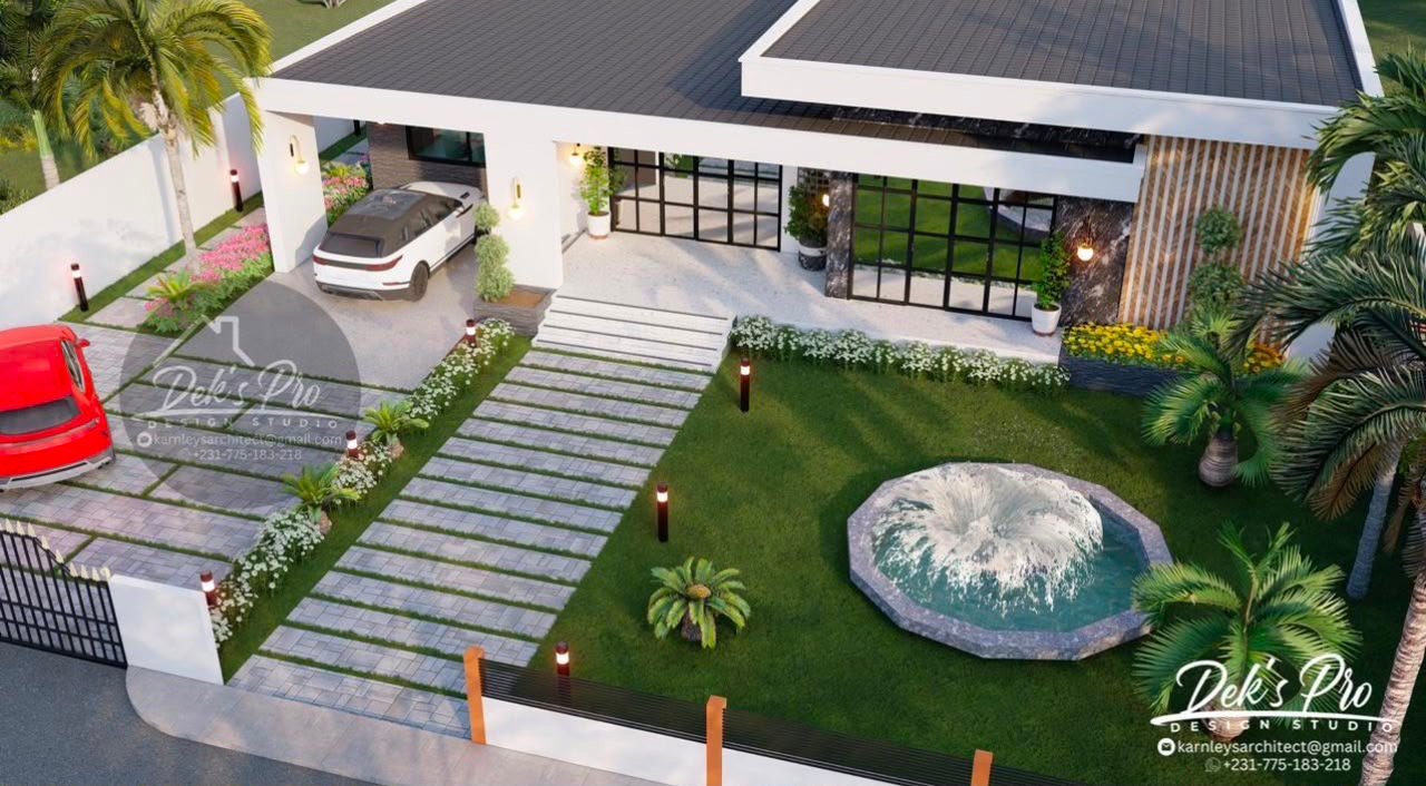 Contemporary four-bedroom home architectural rendering