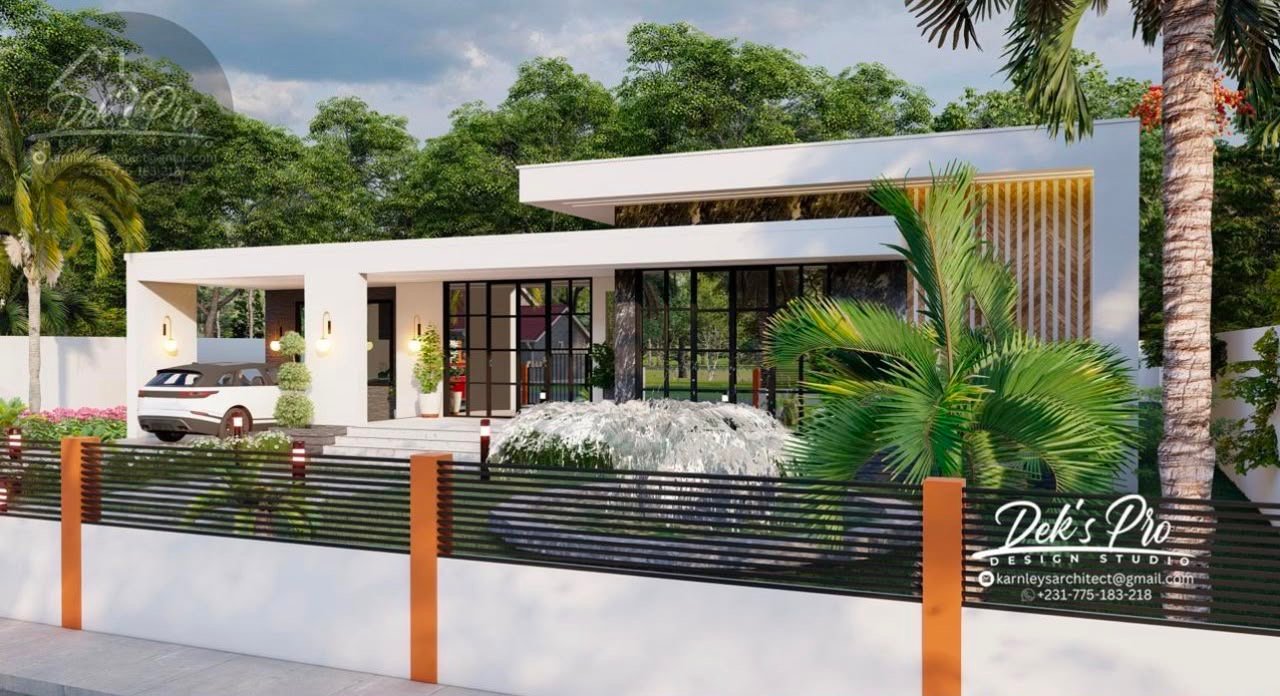 Contemporary four-bedroom home architectural rendering