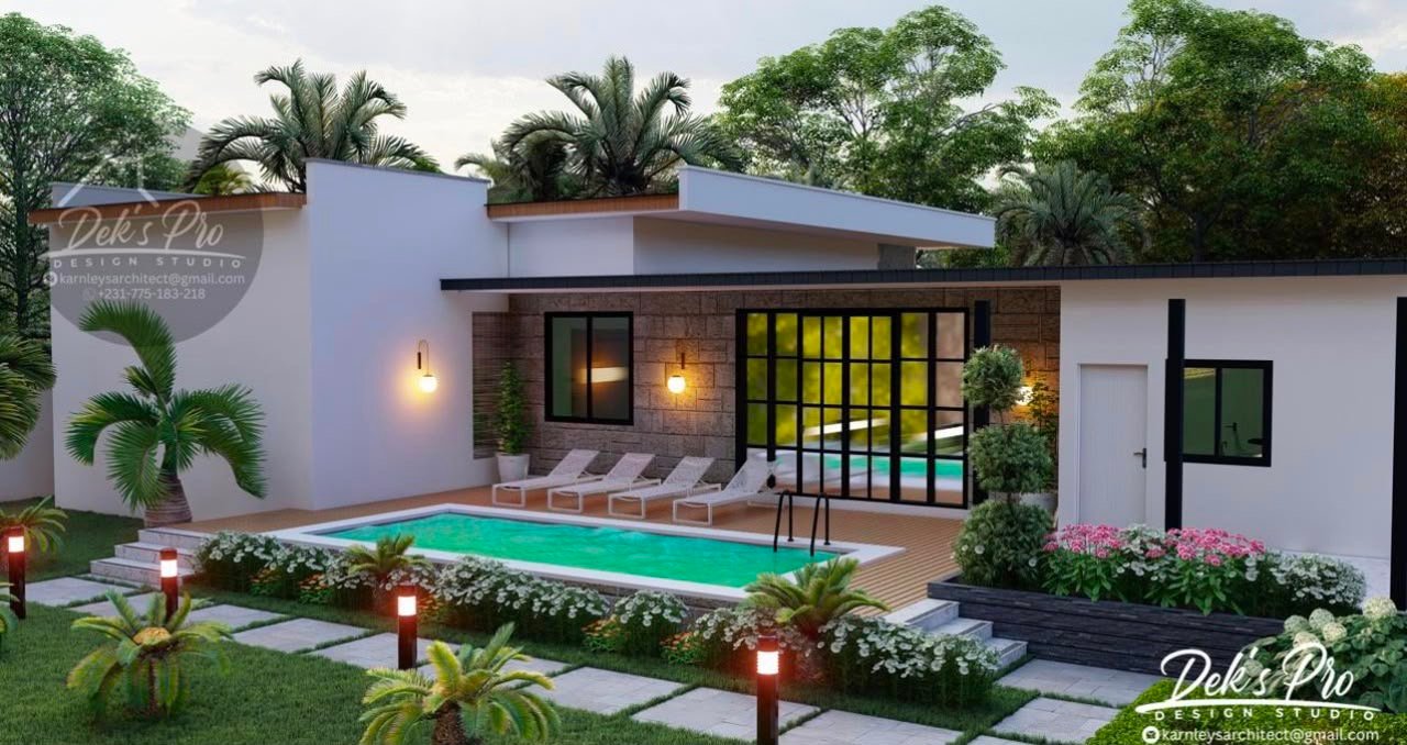 Contemporary four-bedroom home architectural rendering