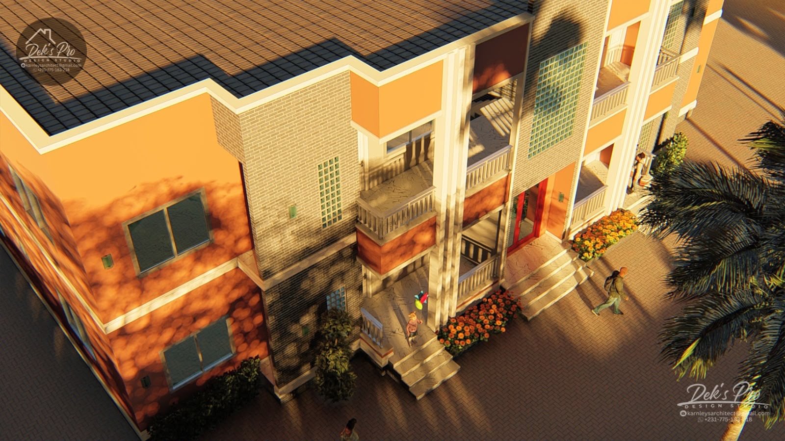 Two-bedroom apartment architectural rendering